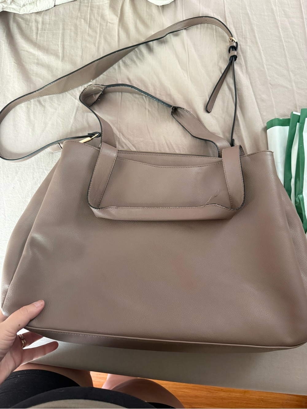 A new day leather tote bag/ work bag